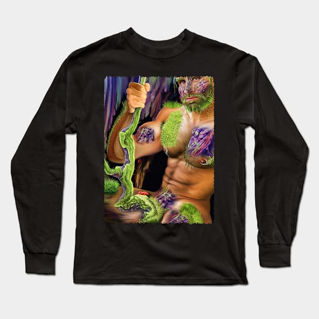 Sexy Male Torso Intertwined With Nature Long Sleeve T-Shirt by egcreations